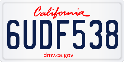 CA license plate 6UDF538