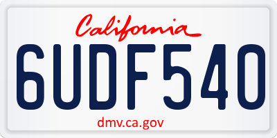 CA license plate 6UDF540