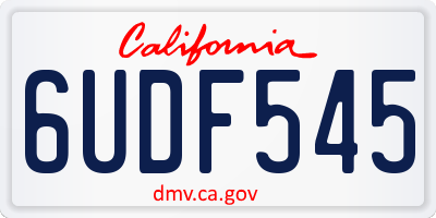 CA license plate 6UDF545