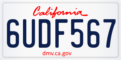 CA license plate 6UDF567