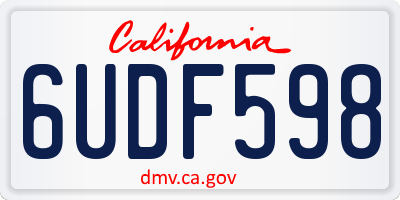 CA license plate 6UDF598