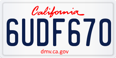 CA license plate 6UDF670