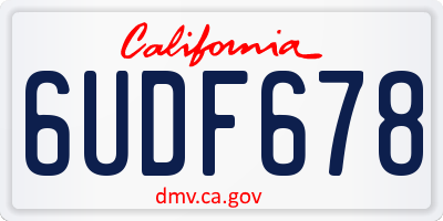 CA license plate 6UDF678