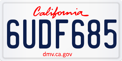 CA license plate 6UDF685