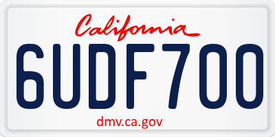 CA license plate 6UDF700