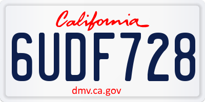 CA license plate 6UDF728
