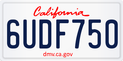 CA license plate 6UDF750
