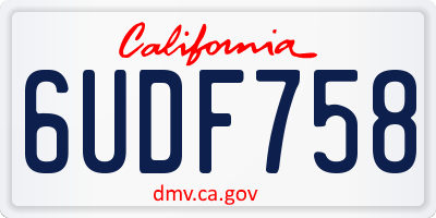 CA license plate 6UDF758