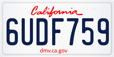 CA license plate 6UDF759