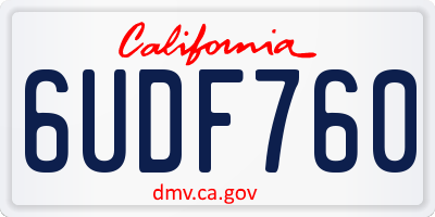 CA license plate 6UDF760