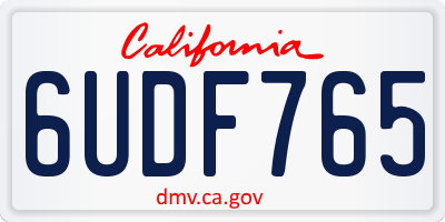 CA license plate 6UDF765