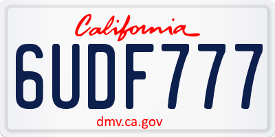 CA license plate 6UDF777