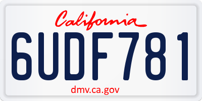 CA license plate 6UDF781