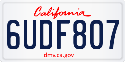 CA license plate 6UDF807