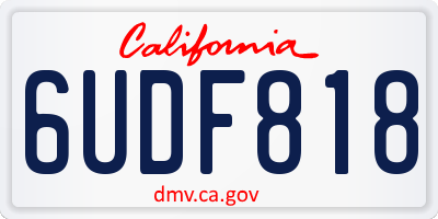 CA license plate 6UDF818