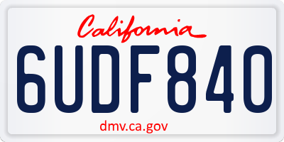 CA license plate 6UDF840