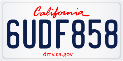CA license plate 6UDF858