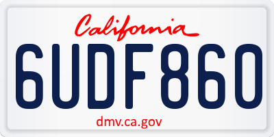 CA license plate 6UDF860