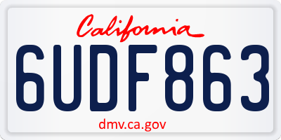CA license plate 6UDF863
