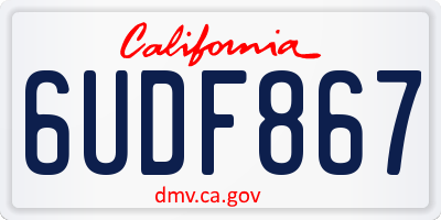 CA license plate 6UDF867