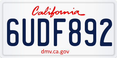 CA license plate 6UDF892