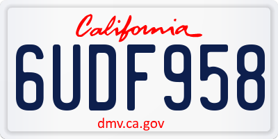 CA license plate 6UDF958