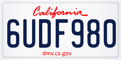CA license plate 6UDF980