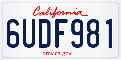 CA license plate 6UDF981