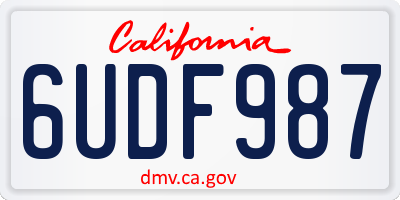 CA license plate 6UDF987