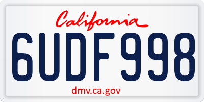 CA license plate 6UDF998