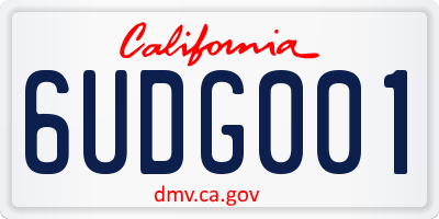 CA license plate 6UDG001