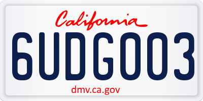 CA license plate 6UDG003