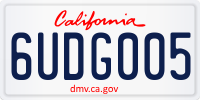 CA license plate 6UDG005