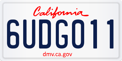 CA license plate 6UDG011