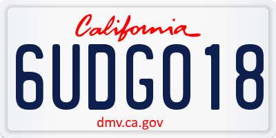 CA license plate 6UDG018