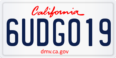 CA license plate 6UDG019