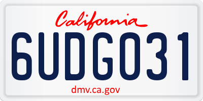 CA license plate 6UDG031