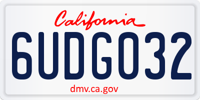 CA license plate 6UDG032