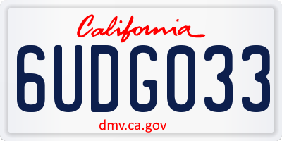 CA license plate 6UDG033