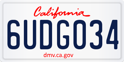 CA license plate 6UDG034