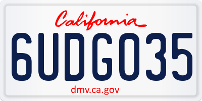 CA license plate 6UDG035