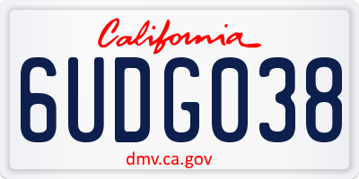 CA license plate 6UDG038