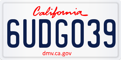 CA license plate 6UDG039