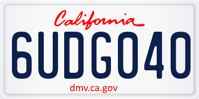 CA license plate 6UDG040