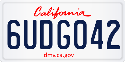 CA license plate 6UDG042