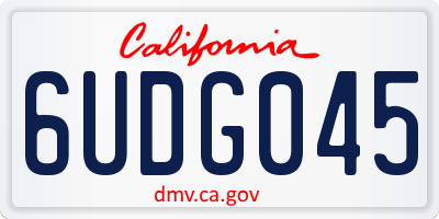 CA license plate 6UDG045