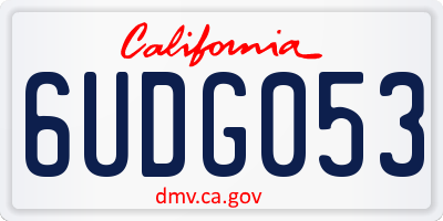 CA license plate 6UDG053