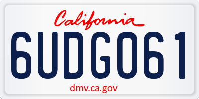 CA license plate 6UDG061