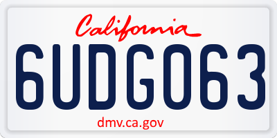 CA license plate 6UDG063