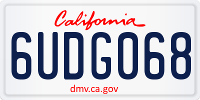 CA license plate 6UDG068